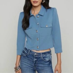 L'AGENCE Kumi Cropped Fitted Blazer Jacket Blue Mist Size 2
Retails $525